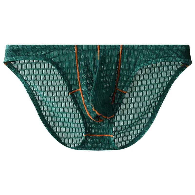 Men Sexy Briefs Underwear Lace Breathable Briefs Underpants U Pouch Ice Silk Ropa Interior Hombre Slips Sissy Panties Cuecas — image 14