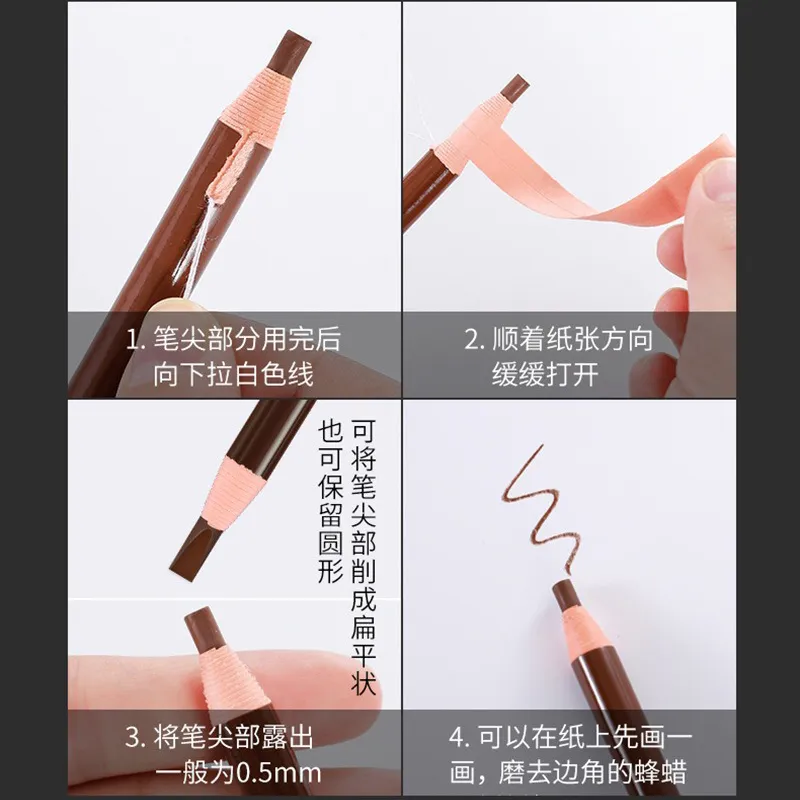 10pcs Brand Hengsi Pull Peel Eyebrow Pencil Brown Black Waterproof Eyebrow Enhancement Wholesale Cosmetics Long Lasting Beginner — image 6