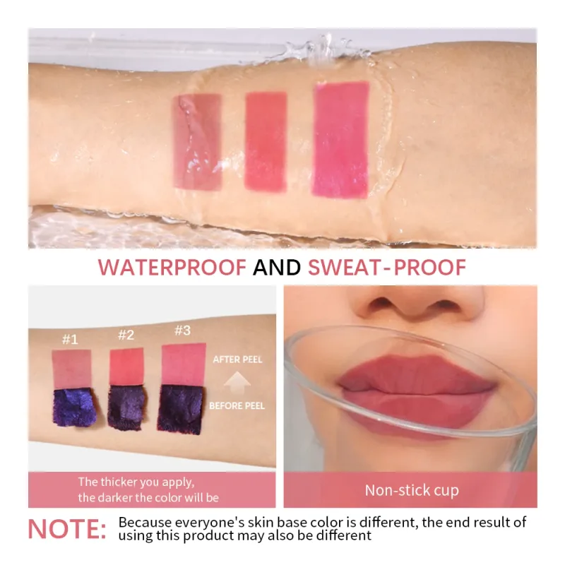 Peel Off Lip Stain Long Lasting Waterproof Reveal Lip Tint Transfer Proof Pink Red Non-stick Cup Lip Stain Makeup Cosmetics — image 5