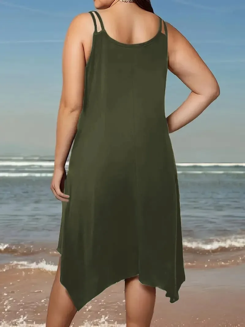 Vestido camisola grande feminino de cor sólida com bainha assimétrica — image 5