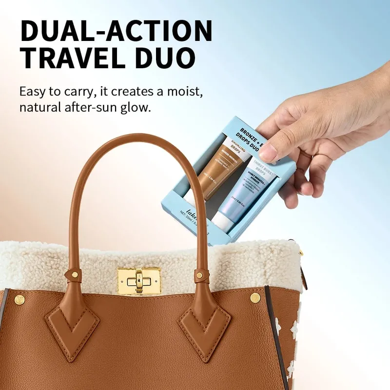 2psc Bronze And Brighten Drops Duo Kit Burst And Bronzing Drops Skincare Set Nourish Visibly Brighten Hydrate Travel Size Bronze — image 5