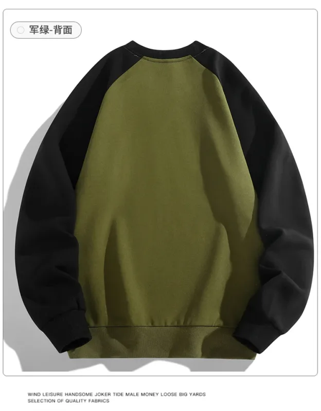 Spring Autumn Men's Sweatshirts Fashion Patchwork Long Sleeve O-Neck Loose Streetwear Pullovers Casual Hoodies Sweatshirt Men — image 6