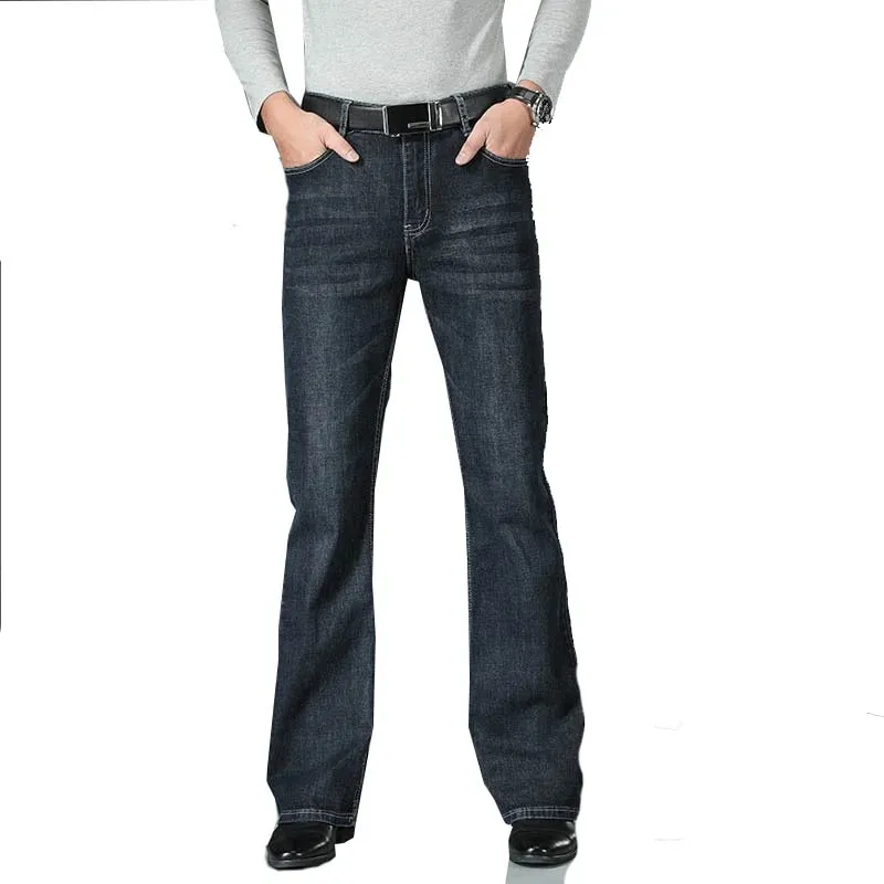 Jeans Men Mens Flared Jeans Boot Cut Leg Flared Male Designer Classic Denim Jeans High Waist Stretch Loose Flared Blue Jeans — image 10