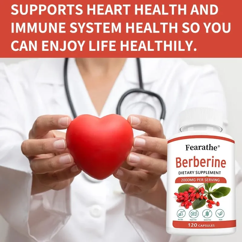 Berberine Capsules 2000mg - Cardiovascular and Digestive Health Balance Liver Health Digestion Non-GMO — image 4