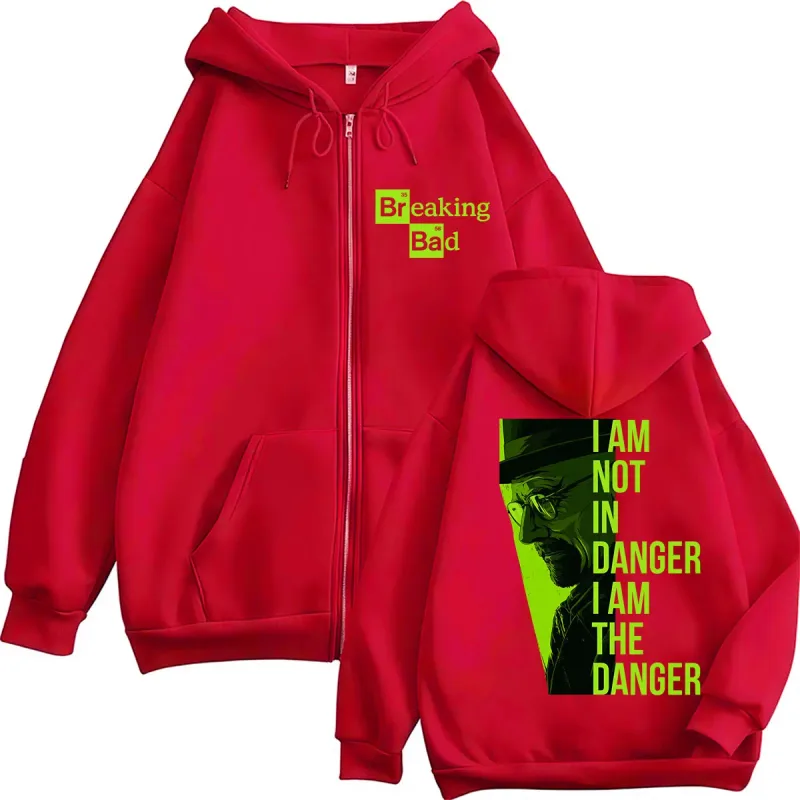 TV Series Breaking Bad Heisenberg Zip Up Hoodies I Am Not Danger I Am The Danger Men Women Tracksuit Loose Autumn Casual Coats — image 16