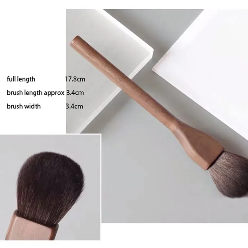 New Retro Wood Handle Makeup Brushes Super Soft Walnut Loose Powder Blush Foundation Contour Brush Cosmetic Makeup Tools — image 10