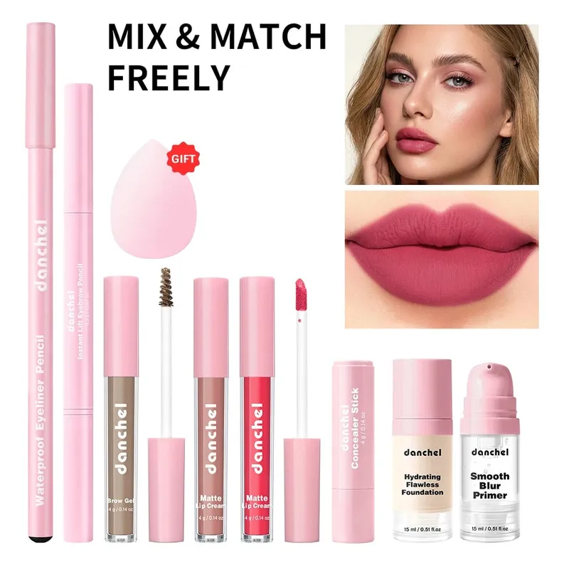 All-In-One Full Face Makeup Set Includes Primer Foundation Eyebrow Pencil Eyeliner Concealer Stick Lip Gloss Cosmetic Kit for Wo — image 8