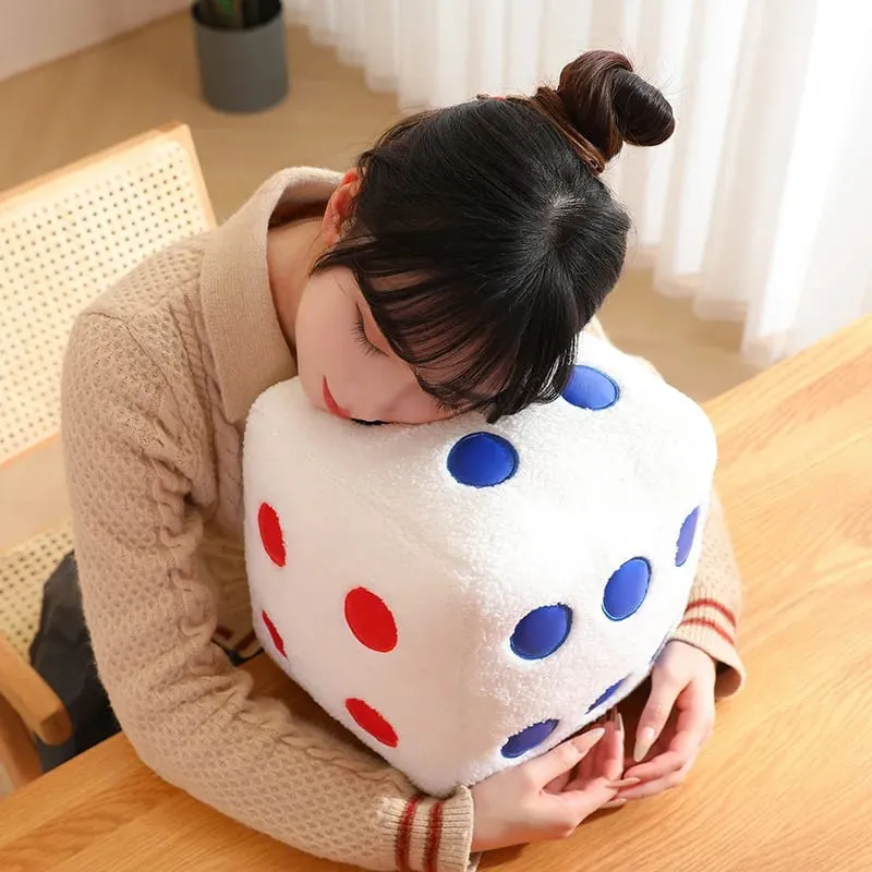 8/25cm Stuffed Mahjong Dice Plush Pillow Soft White Black Back Support Plushie Interactive Indoor Game Instrument Gift — image 4