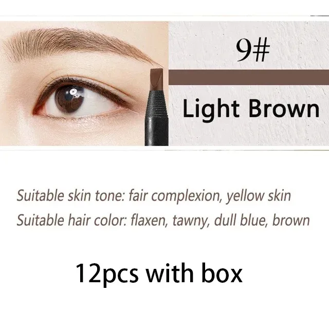 6/12PCS Eyebrow Pencil Hard Core Wholesale Makeup Pull Line Haozhuang Brand Permanent Peel off White Black Waterproof Natural — image 11