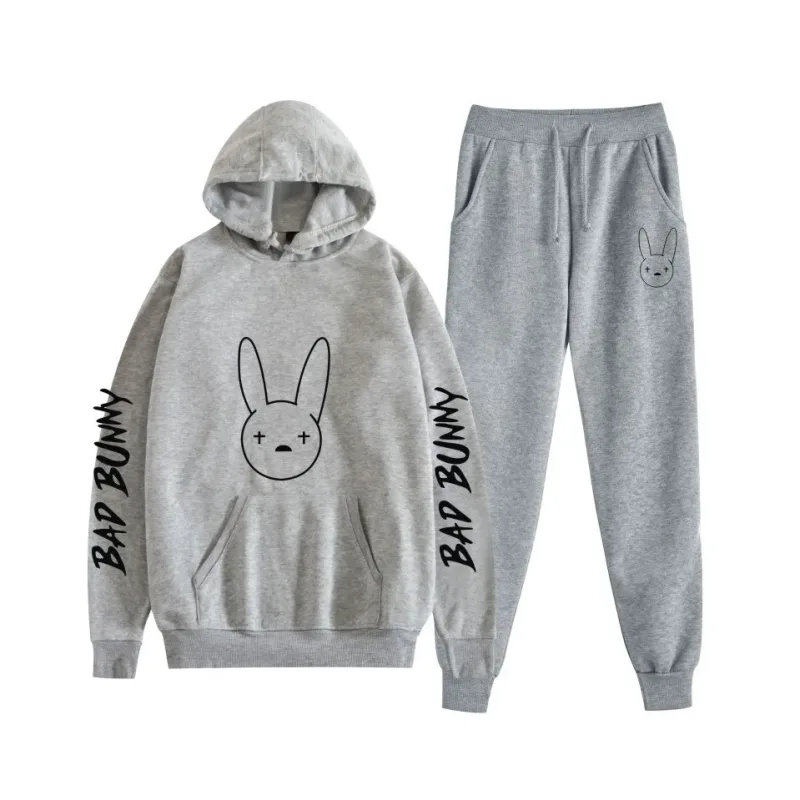 Costume Harajuku confortable imprimé mauvais lapin, sweat-shirt et pantalon de survêtement pour femmes, sweat à capuche + pantalon, ensemble 2 pièces pour garçons/filles — image 57