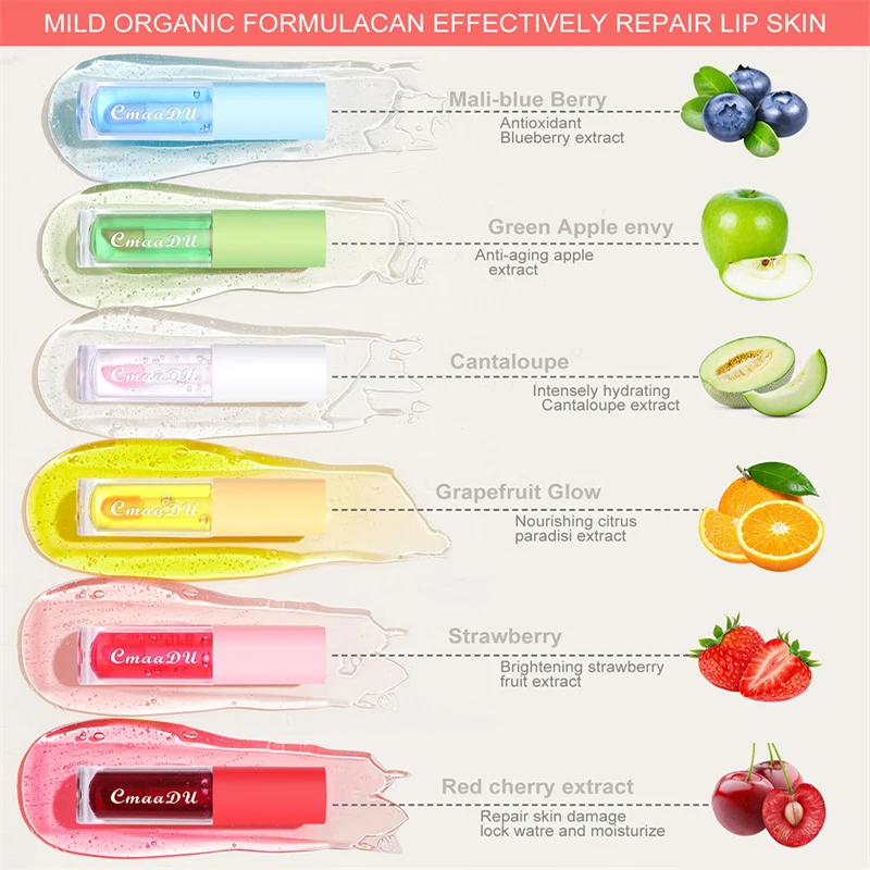 Fruit Color Changing Lip Gloss Strawberry Lip Oil Moisturizing Reduce Lips Line Liquid Lipstick Waterproof Jelly Plump Lips Care — image 4
