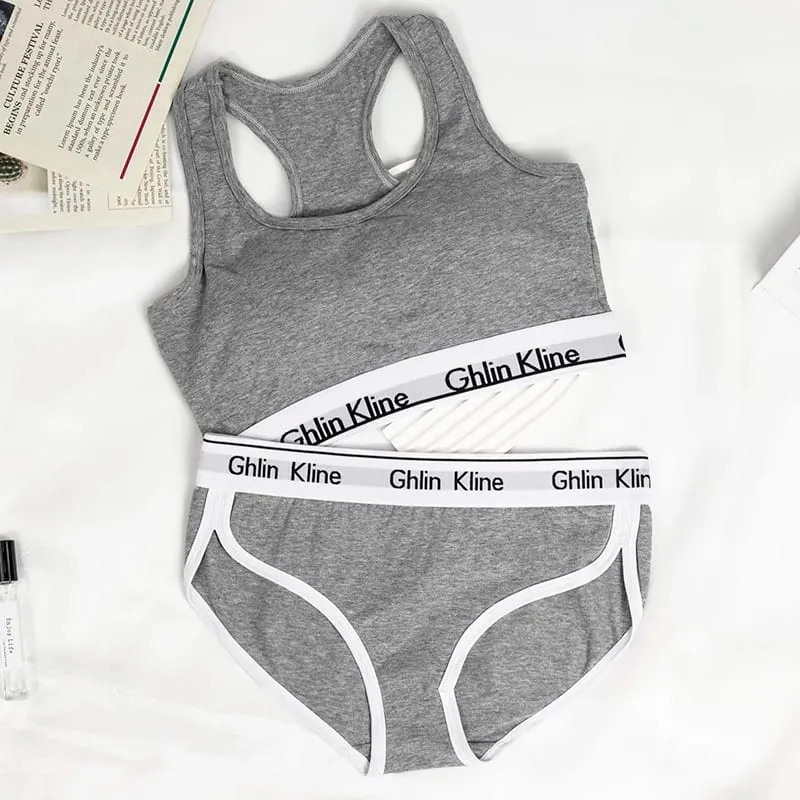 S-XL Plus Size Sports Bra Panty Set Body Shaped Sponge Pad Vest with Underwear — image 13