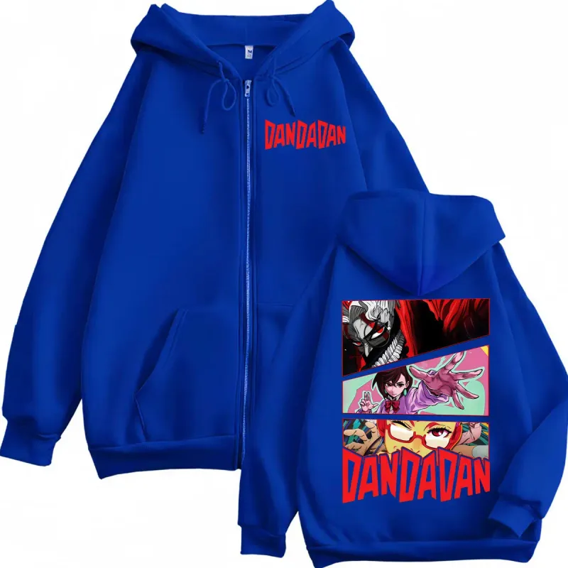 Dandadan Cartoon Graphic Zipper Hoodies Japanese Anime Style Zip Up Hooded Sweatshirts Men Women Fashion Y2k Oversized Pullovers