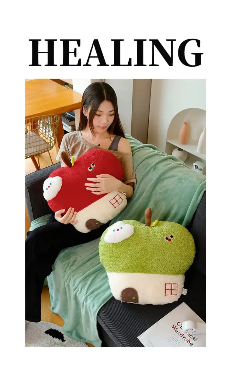 귀여운 애플 하우스 플러시 베개 옵션 담요 2-in-1 던지기 쿠션 카와이 과일 박제 베개 소파 침실 장식 선물 — image 8
