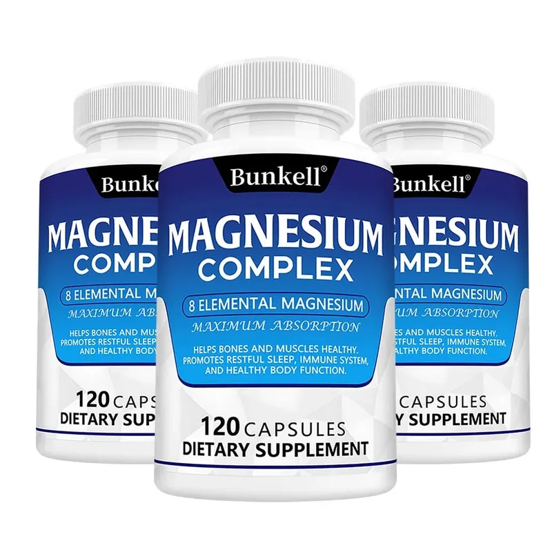Complesso di magnesio 120 capsule - Integratore per la salute dei muscoli ossei e del cuore Supporto per il sonno Rilassamento muscolare Sollievo dallo stress e dall'ansia — image 9