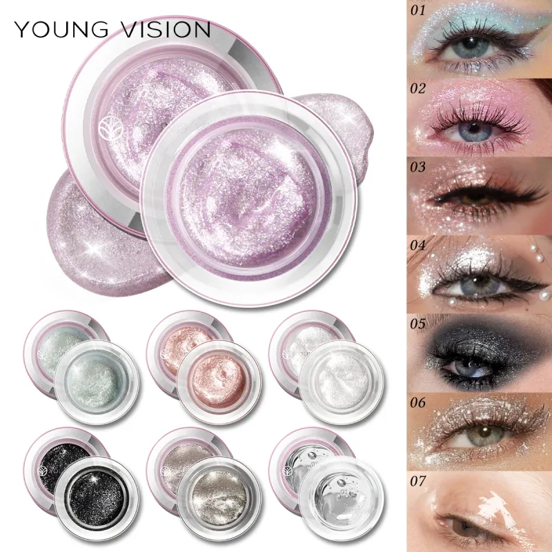 1 st Highlighter Flytande ögonskugga Vattenfast Icke-fet Långvarig Highlight & Smoky Eye Shadow med makeupborste — image 7