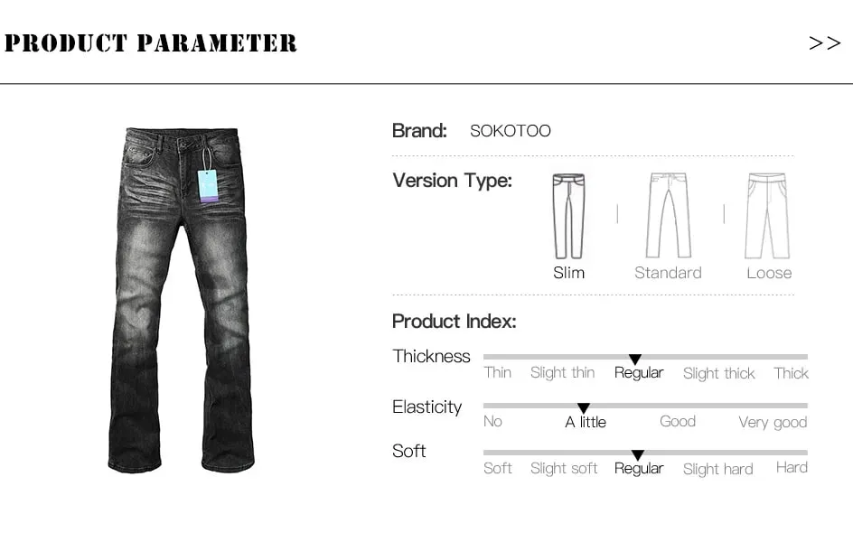 Men's Boot Cut Denim Jeans Gray Black High-Quality Cotton Pants Classic Slim Stretch Flared Trousers — image 7