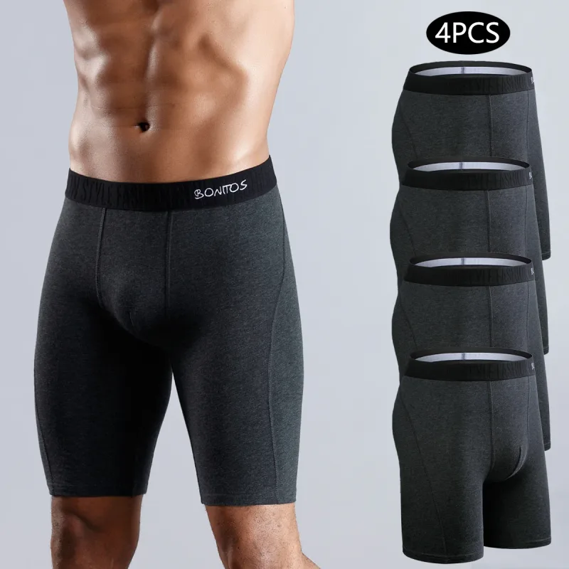 4pcs Long Boxers for Men Underwear Plus Size Men's Panties Sexy Long Leg Underpants Cotton Mens Boxer Shorts Fashion Male Trunk — image 18