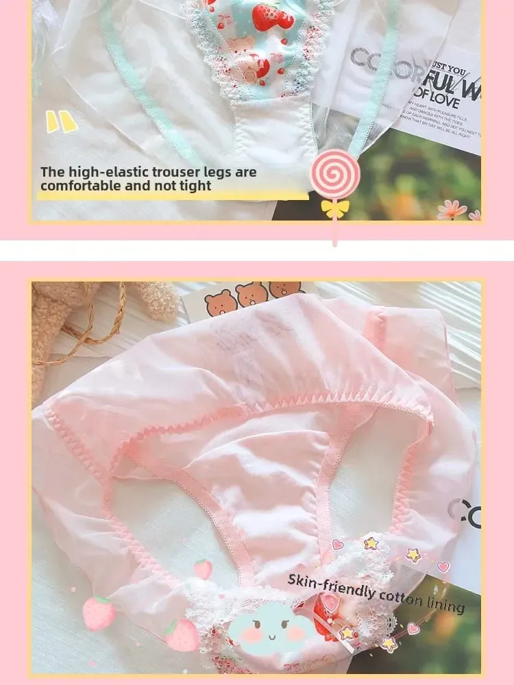 (Pure Want Wind) Princess Lolita Soft Cute Little Bear Underwear Cute Little Boob Push-up Bra Set Without Underwire — image 6