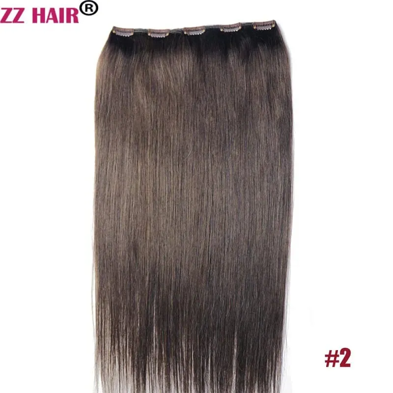 100% Brazilian Human Remy Hair Extensions 16"-26" 5 Clips 1pcs Set No-lace 100g-200g Clips In One Piece Natural Straight