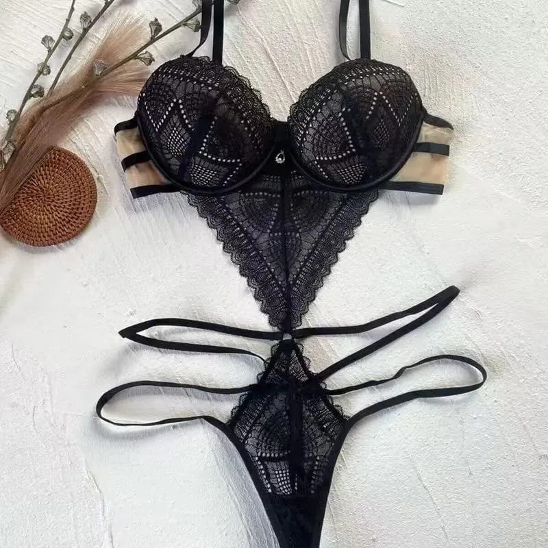 Sexy Lace Bodysuit - Deep V Neck Shaping Underwear for Small Bust Lightweight Close-Fitting One-Piece Hollow Lingerie — image 9