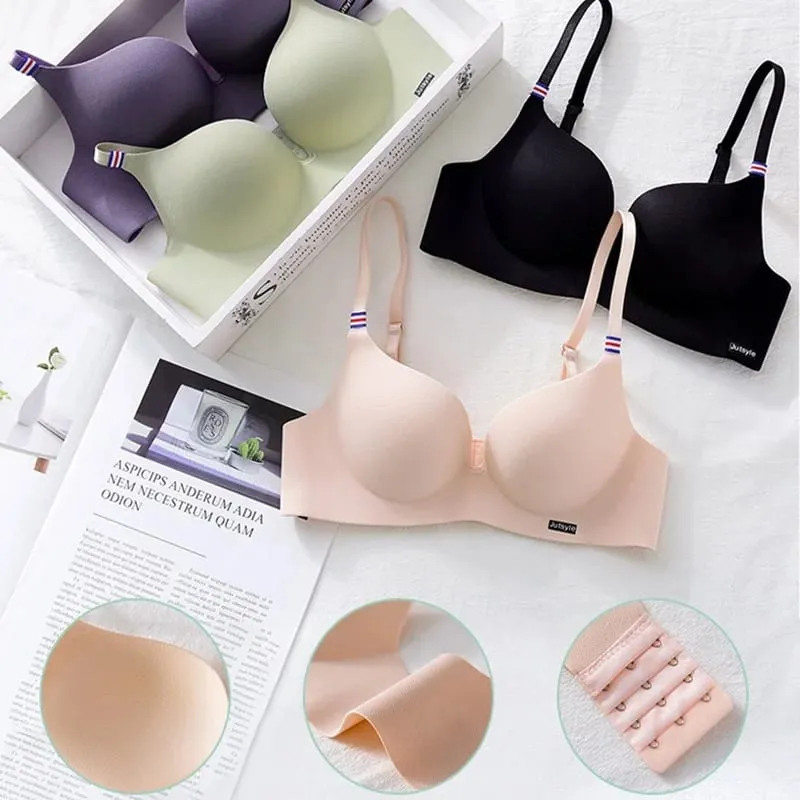 Wireless Ice Silk Bra Set Women Push Up Bra Beautiful Back Sexy Bra Underwear Comfortable Seamless Lingerie Panty Set — image 3