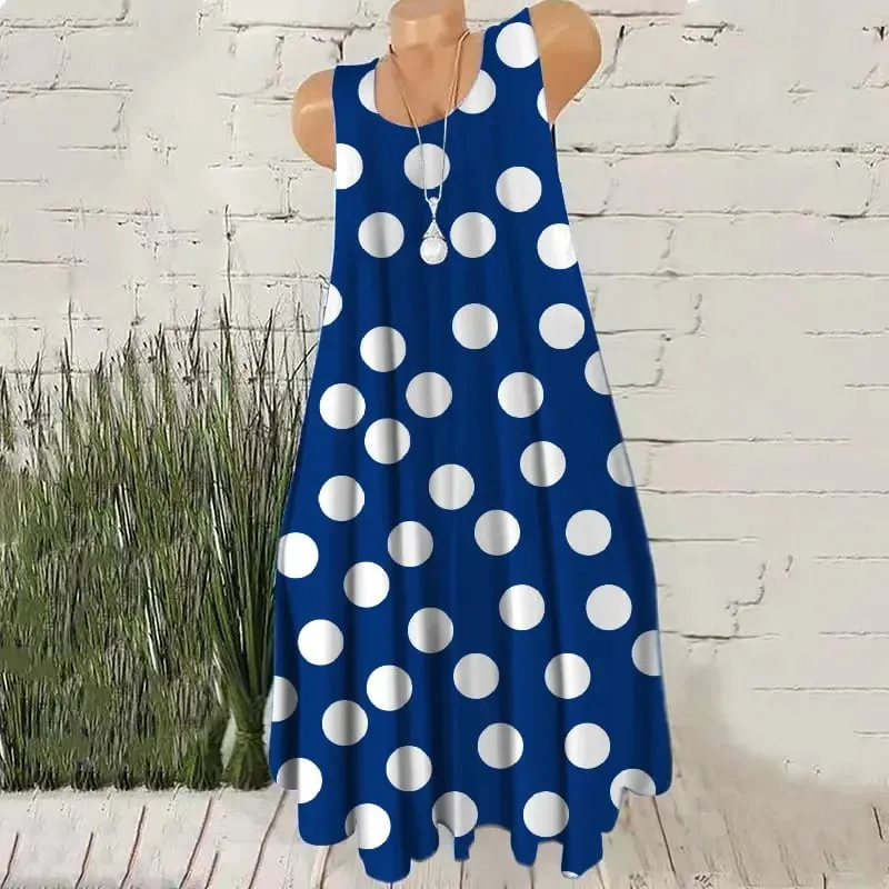 Round Dot Pattern Fashion Women Mini Dresses Summer Sleeveless 3D Printing Street Ladies Trend Dress 3XL Plus Size Casual Dress — image 8