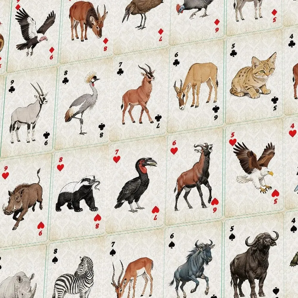 Savannah Animal Playing Cards Premium Paper Deck Smooth Shuffling Poker Cards for Party Board Games and Magic Performance