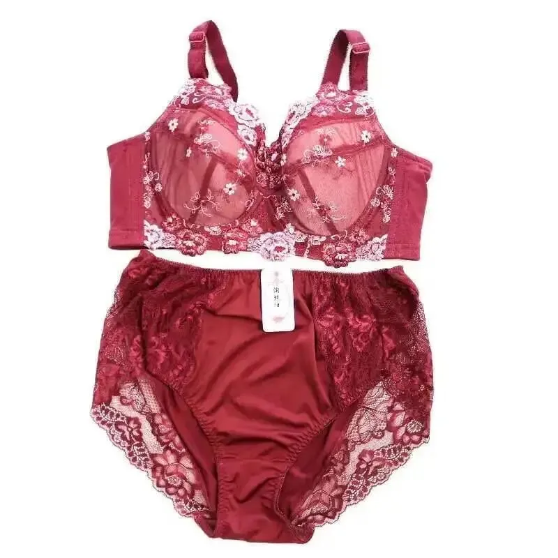 ชุดชั้นในชุดชั้นใน Bras สำหรับชุดชั้นในสตรีชุด Intimates เย็บปักถักร้อย Plus ขนาดเสื้อผ้า 2 ชิ้น Bra ชุด B C D E F G H