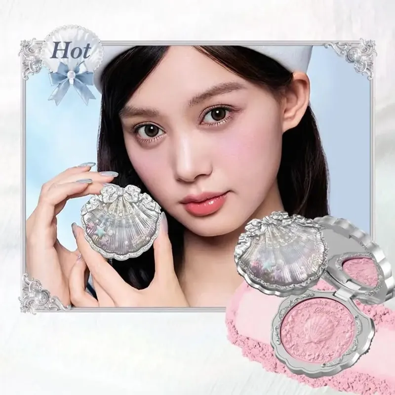 Flower Knows Pearl Shell Shape Velvet Embossed Blush Matte Finish Buildable Blendable Powder Blush For Cheeks For All Skin Tones
