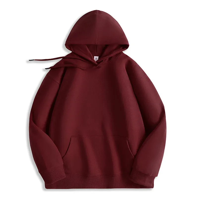 Customized Your Brand Logo DIY Design 600GSM Mens Hoodies High-quality Women Sweatshirt Solid Color Cotton Loose Streetwear — image 3