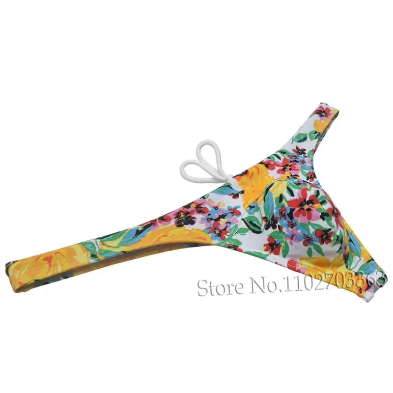 Sexy Swim Thong Men's Swimwear Bikini Briefs Drawstring Quick-dry Elastic Underwear Pouch Beach Tangas Surfing Poolside