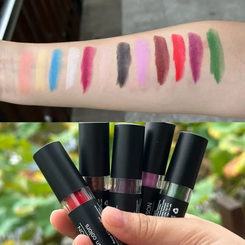 12 Color Lipstick Waterproof Long Lasting Clay Nude Lip Primer Concealer Lip Gloss Matte Gothic Black Makeup Halloween Lip Stick