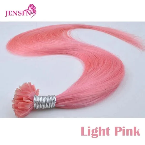 Color Straight Fusion Nail U Tip Human Hair Extensions Keratin 0.5g/Strand 20" Inch For Salon For Women A Variety of Color — image 14