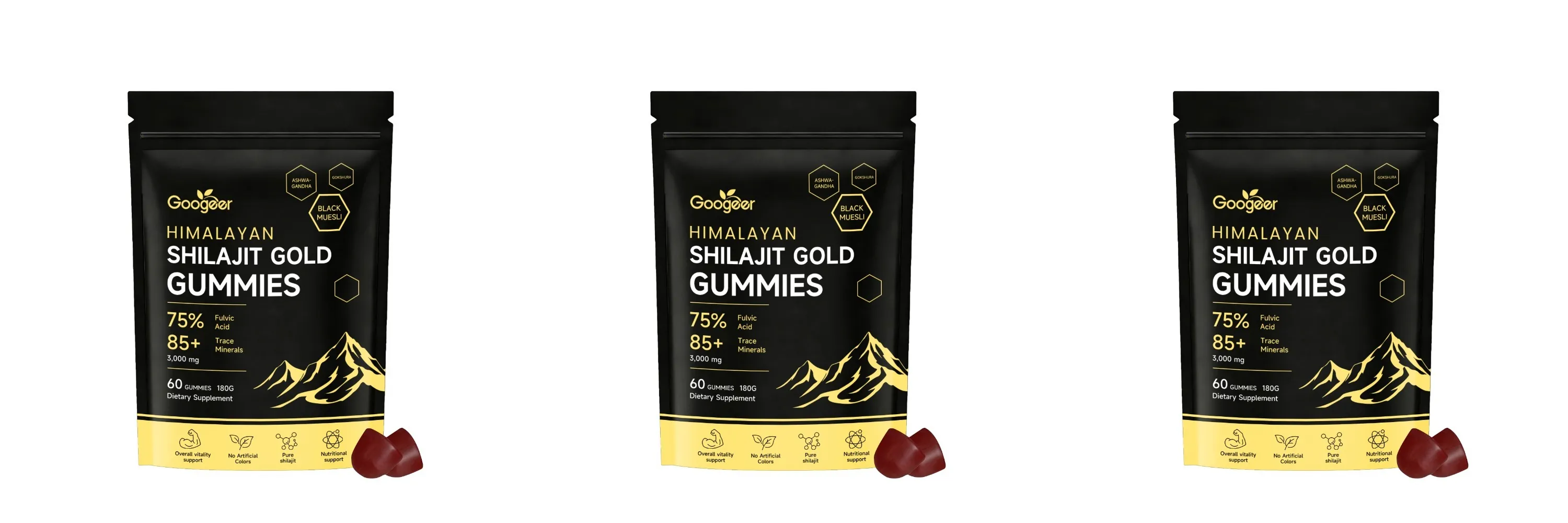 Himalayan Shilajit Gold 60 Gummies Minerals Formula תומכת בחיזוק אנרגיה וחיוניות הגוף תוסף תזונה טבעי — image 10