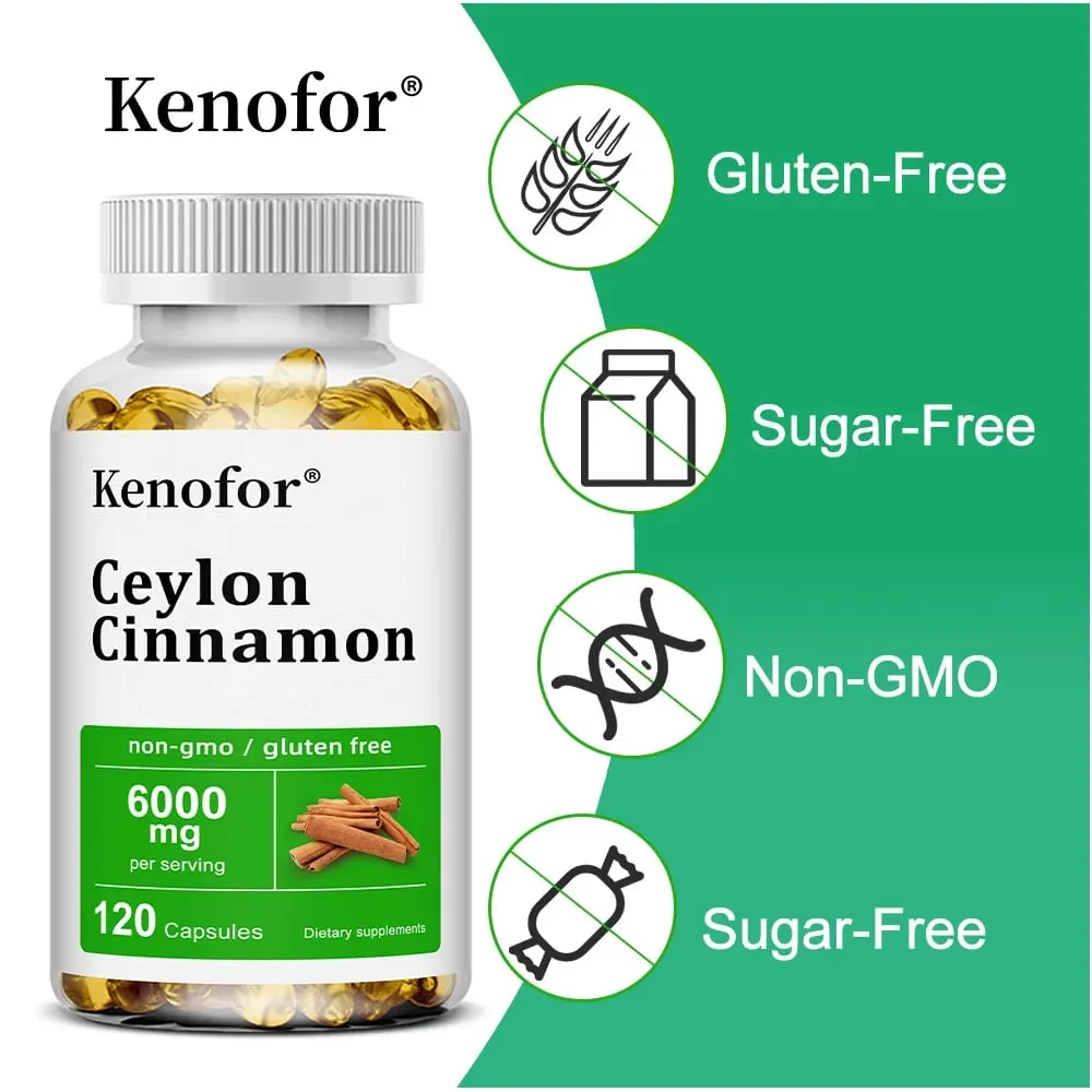 Ceylon Cinnamon Supplement 6000mg - Energy & Heart Health Support Antioxidant Non-GMO & Gluten Free - 30/60/120 Capsules — image 6