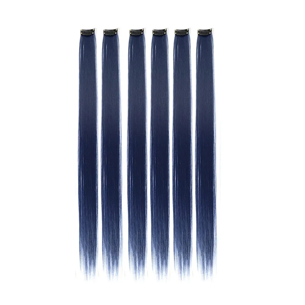 22Inches 6Pce/Set Y2K Style Multicolor Synthetic Straight Hair Gorgeous Pink Highlights Clip In Extensions For Party Cosplay — image 12