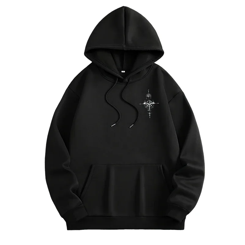 Vintage Compass Print Hoodies for Men High Quality Hooded Long Sleeve Pullover All Season Daily Casual Sports Tops Men's Clothes — image 18