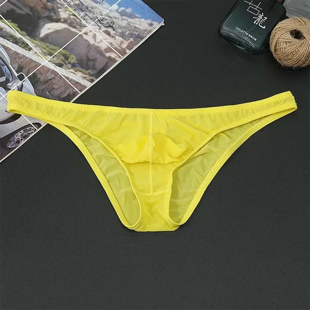 Men's Sexy Breifs Confortable Ice Silk Briefs Ultra-thin Transparent Breathable Underwear Low Waist Underpants Fashion Briefs — image 6