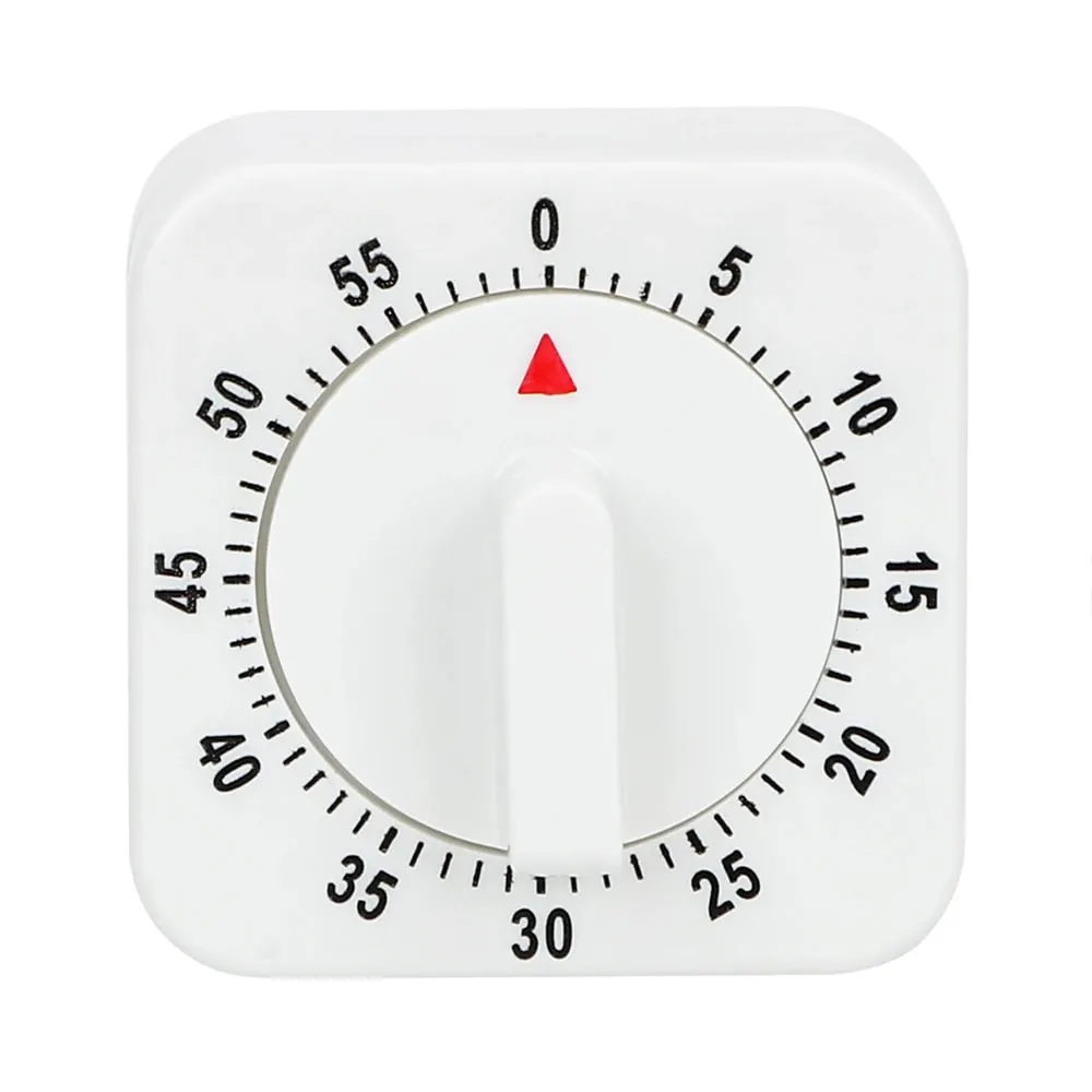 Practical 60 Minutes Kitchen Timer Cooking Tools White Square Mechanical Timer Countdown Alarm Reminder