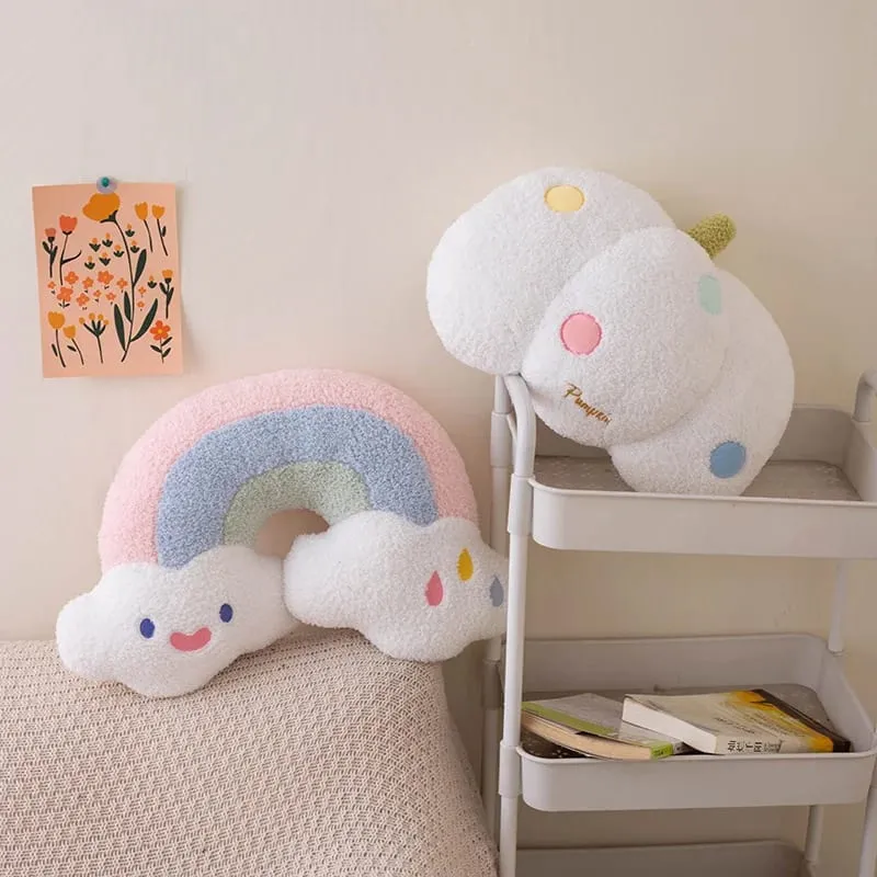Soft Plush Rainbow Throw Pillow Stuffed Heart Pumpkin Hug Cushion Unicorn Plush Toy Massage Pillow for Girl Bedroom — image 7