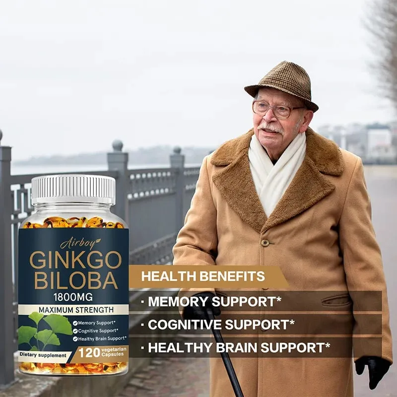 Ginkgo Biloba Capsules - Boost Brain Improve Memory and Cognitive Abilities Improve Blood Circulation
