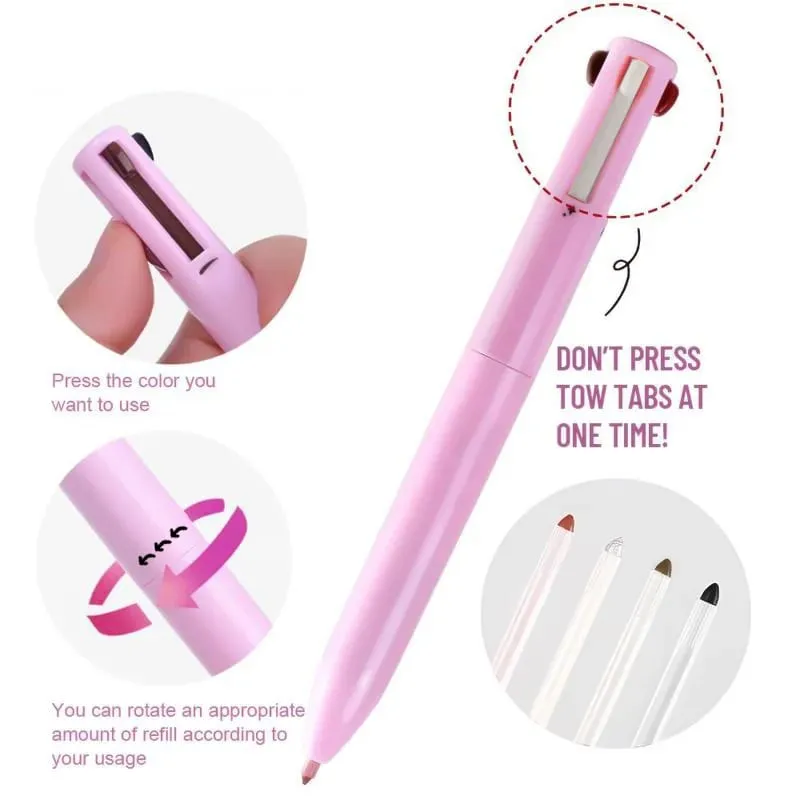 4 in 1 Multi-function Makeup Pen Compact Travel Eyeliner Lip Liner Eyebrow Pencil Highlighter Eyeshadow Pen makeup sets — image 3