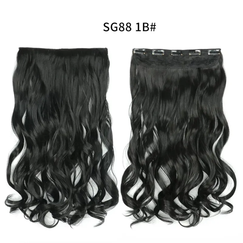 Long Straight Curly One Piece 5clips Clip-in Extensions 22Inch Heat Resistant Hairstyles Colour Mix Blonde Hair Piece For Women — image 51