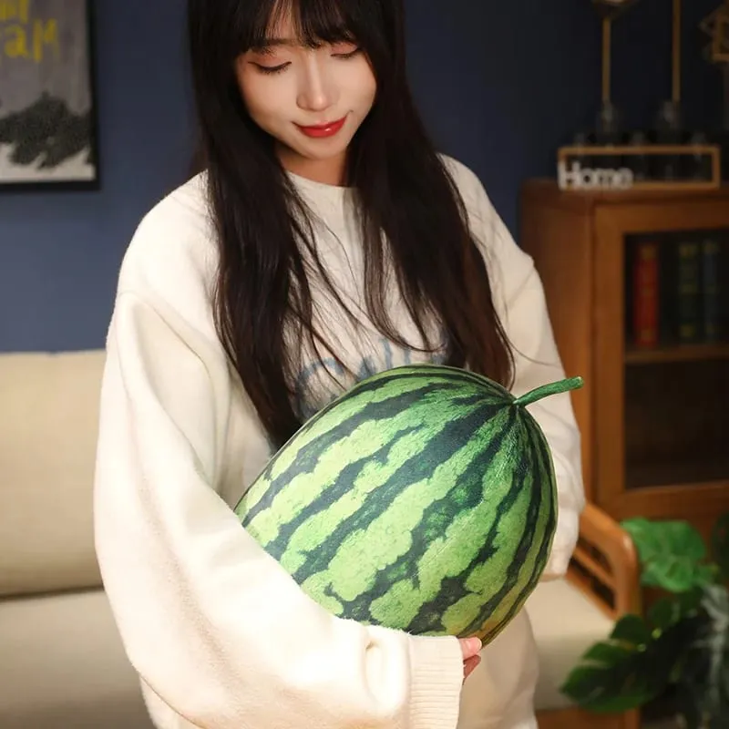 3D Gesimuleerde Watermeloen Knuffel Kussen Ronde Lange Watermeloen Zacht Pluche Speelgoed Fruit Bank Kussen Geschikt Voor Thuis Kinderen Geschenken — image 5