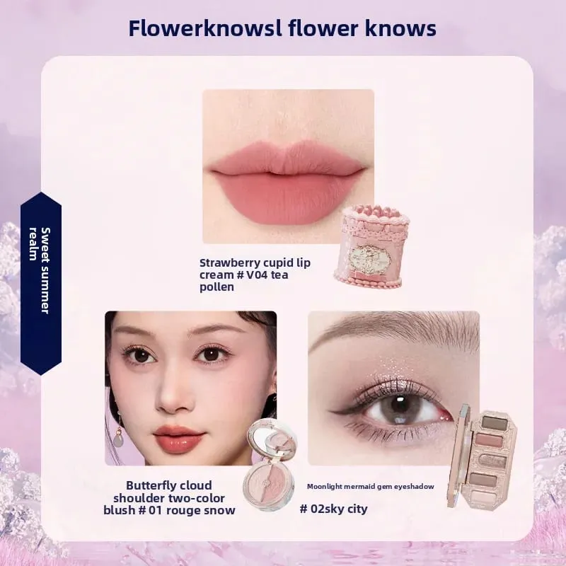 Flowerknows Makeup Gavesæt Little Angel Bunny Have Shell Smykker Lip Glaze Blusher Flower Know SWEETIE BEAR Blush Concealer