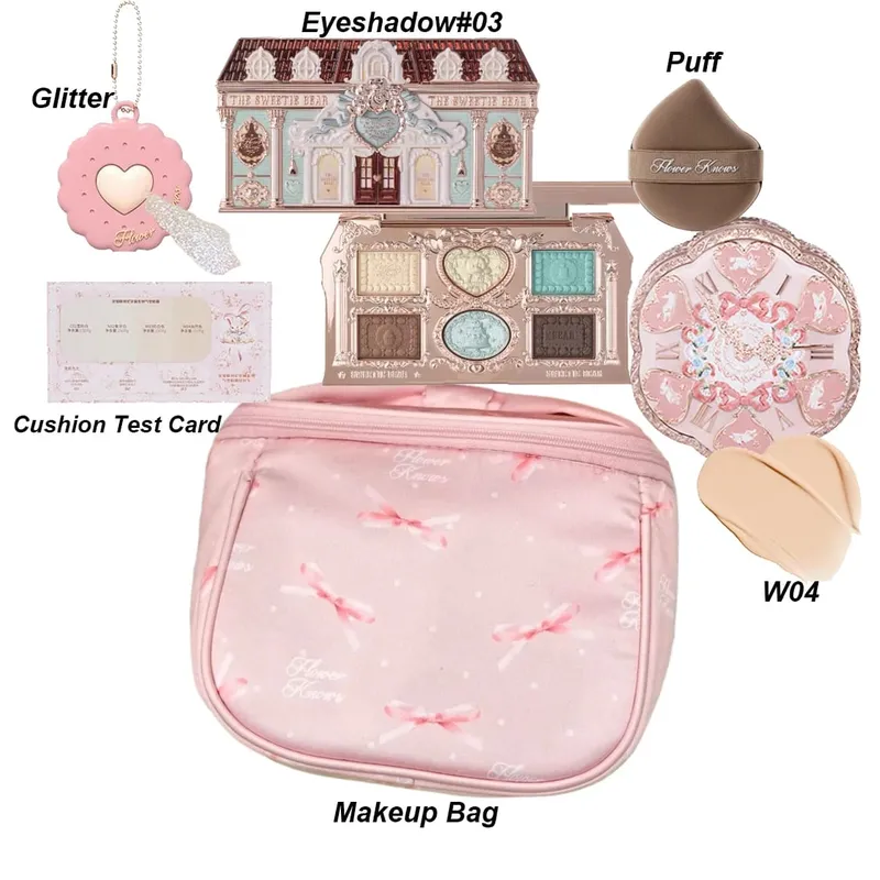 Flower Knows Makeup Set Box Full Swan Bear Garden Collection Embossed Blush Shine Lipstick Kit Foundation All in Maquiagem Kit