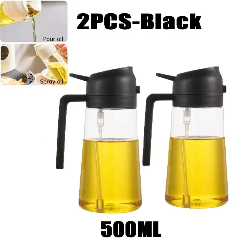 2in1 500ml Plastic Spray Oil Sprayer Bottle Spray Oil Dispenser Oil Jar Cruet BBQ Kitchen Baking Roasting Picnic Kitchen Tool — image 26