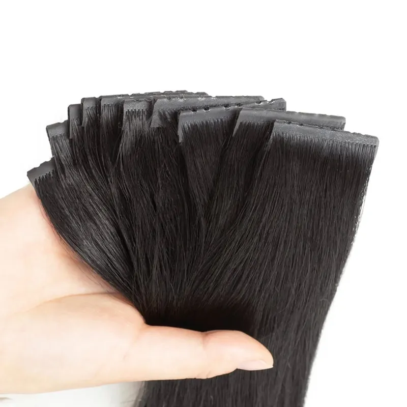 Brown Invisible Twin Tabs Hair Weft Human Hair Extensions Straight Inject PU Hole Weft Microlinks XO Weft Blonde 10pcs/Pack — image 10
