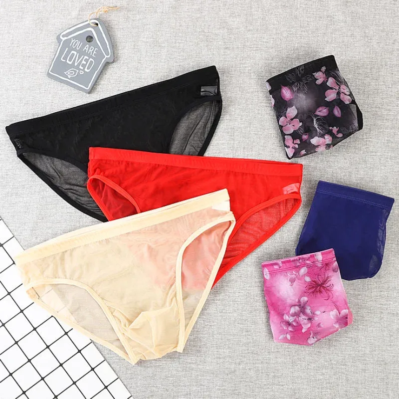 1-2 Pcs Men's Briefs Seamless Transparent Ultra-thin Underpants Breathable Mesh Sexy Male Panties Elastic Underwear Shorts Panty — image 7